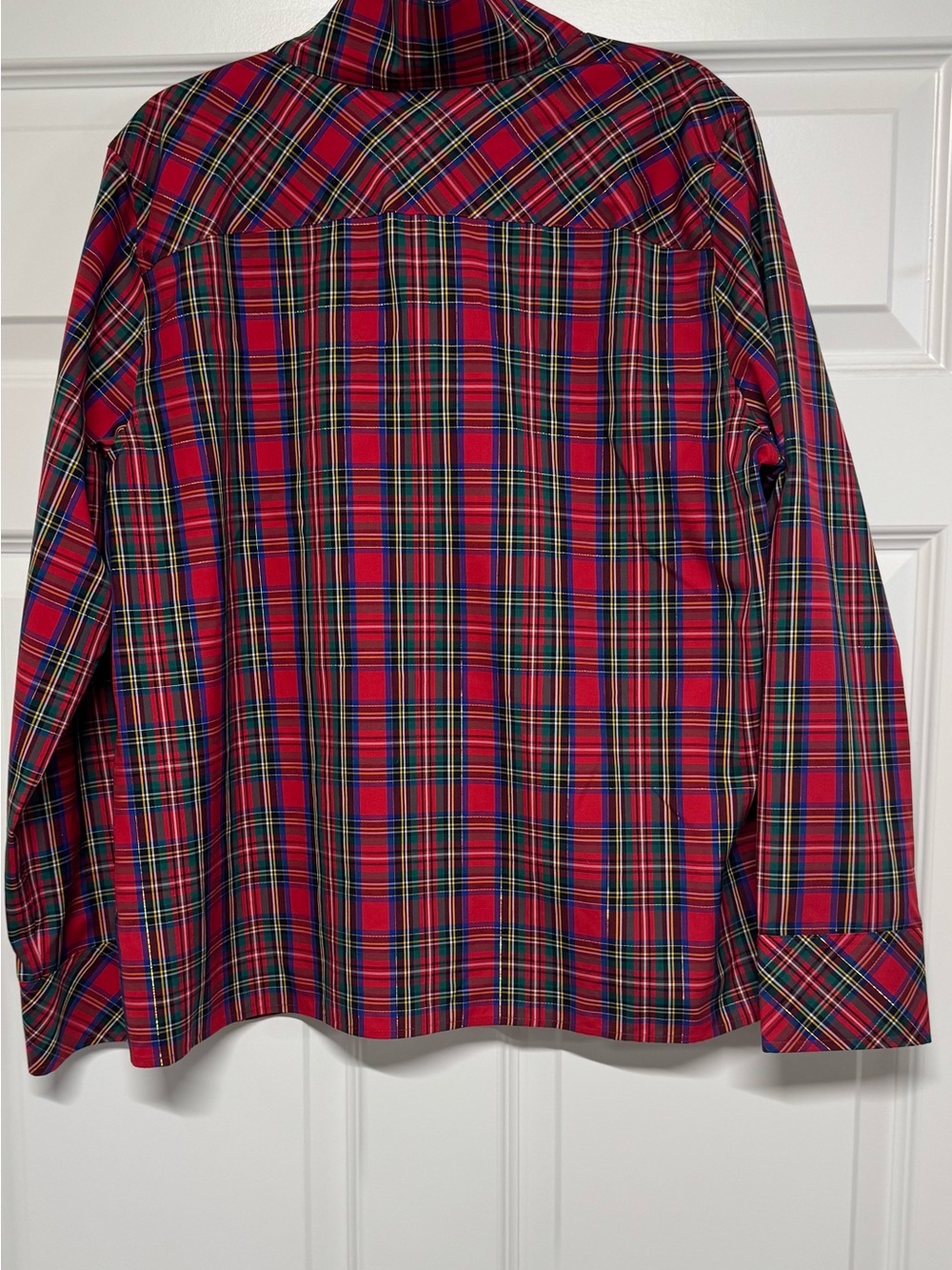 Talbots Red Tartan Plaid Popover Blouse L - Picture 5 of 5